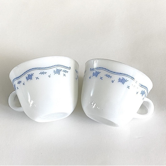 PYREX Morning Blue Teacups Set of Two - Picture 1 of 12